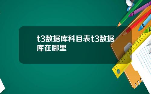 t3数据库科目表t3数据库在哪里