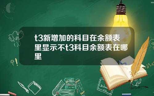 t3新增加的科目在余额表里显示不t3科目余额表在哪里