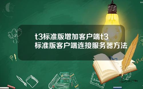 t3标准版增加客户端t3标准版客户端连接服务器方法