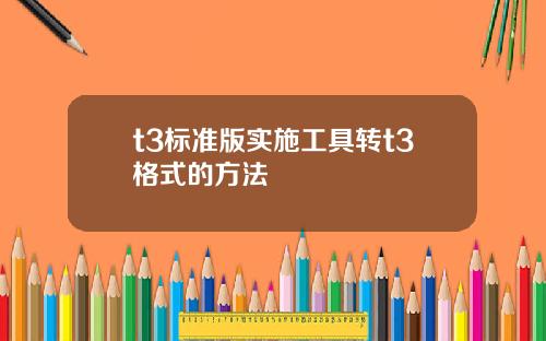 t3标准版实施工具转t3格式的方法