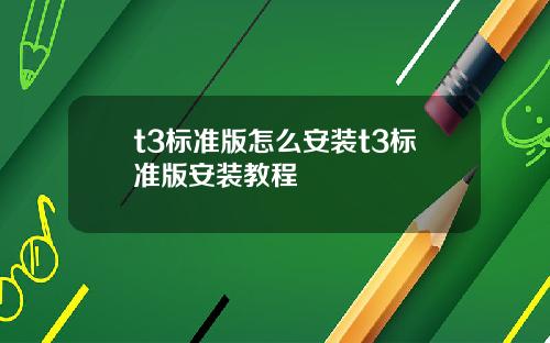 t3标准版怎么安装t3标准版安装教程