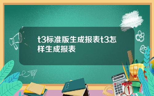 t3标准版生成报表t3怎样生成报表