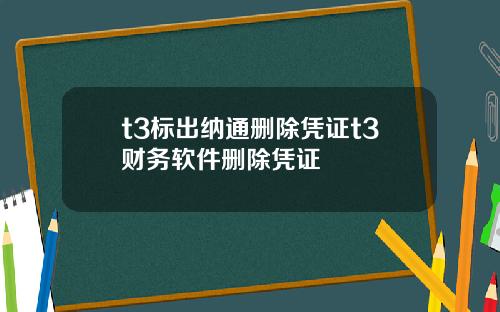 t3标出纳通删除凭证t3财务软件删除凭证