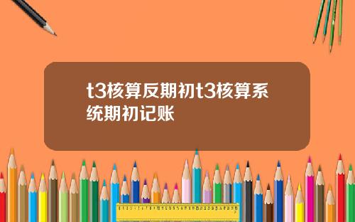 t3核算反期初t3核算系统期初记账