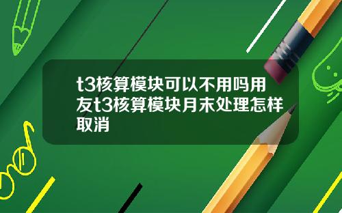 t3核算模块可以不用吗用友t3核算模块月末处理怎样取消