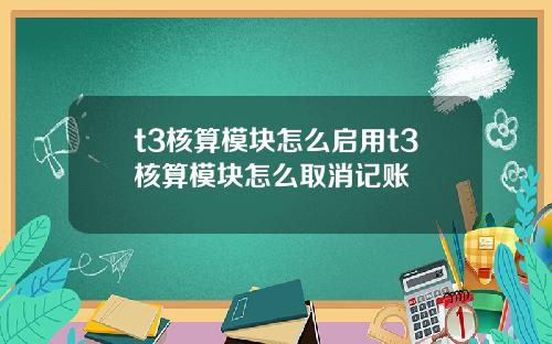 t3核算模块怎么启用t3核算模块怎么取消记账