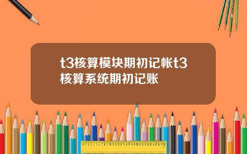 t3核算模块期初记帐t3核算系统期初记账