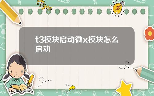 t3模块启动微x模块怎么启动