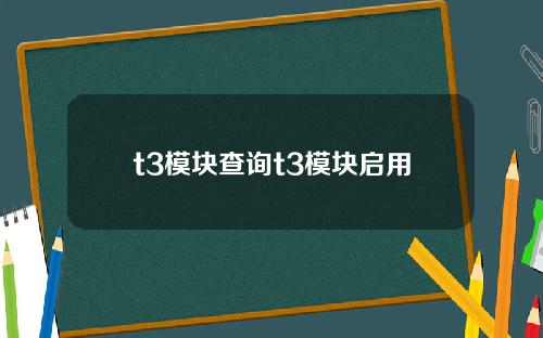 t3模块查询t3模块启用