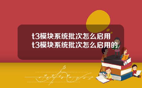 t3模块系统批次怎么启用t3模块系统批次怎么启用的