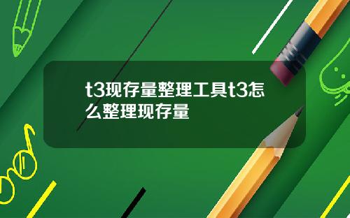 t3现存量整理工具t3怎么整理现存量