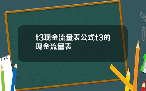 t3现金流量表公式t3的现金流量表