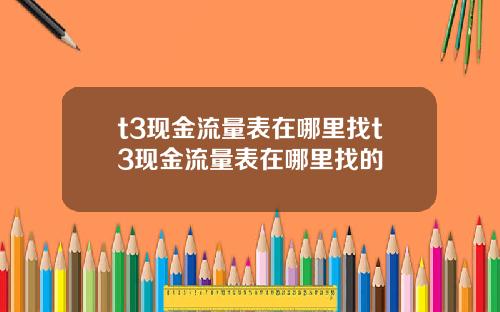 t3现金流量表在哪里找t3现金流量表在哪里找的