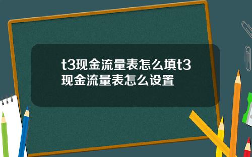 t3现金流量表怎么填t3现金流量表怎么设置