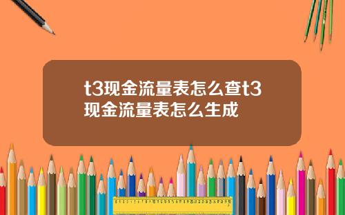 t3现金流量表怎么查t3现金流量表怎么生成