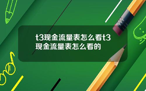 t3现金流量表怎么看t3现金流量表怎么看的
