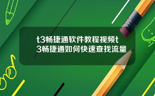 t3畅捷通软件教程视频t3畅捷通如何快速查找流量