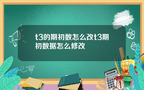 t3的期初数怎么改t3期初数据怎么修改