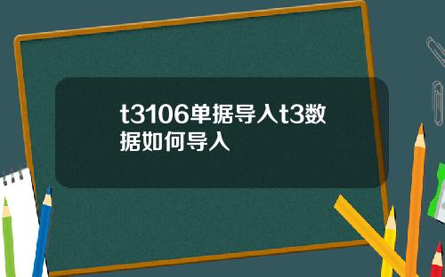 t3106单据导入t3数据如何导入