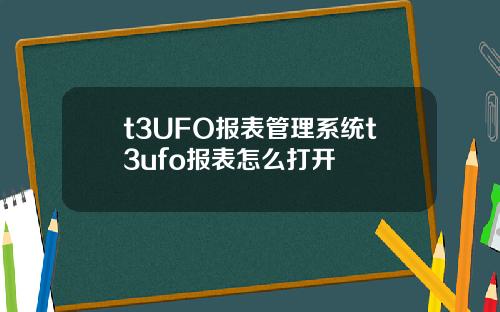 t3UFO报表管理系统t3ufo报表怎么打开