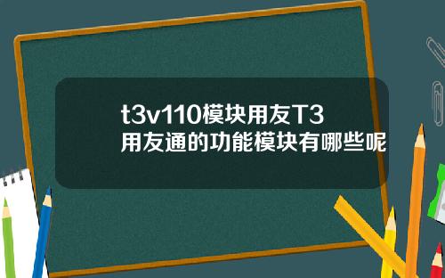 t3v110模块用友T3用友通的功能模块有哪些呢