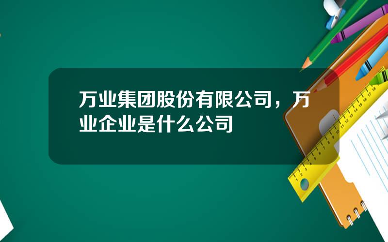 万业集团股份有限公司，万业企业是什么公司