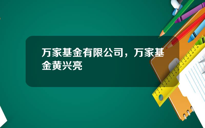 万家基金有限公司，万家基金黄兴亮