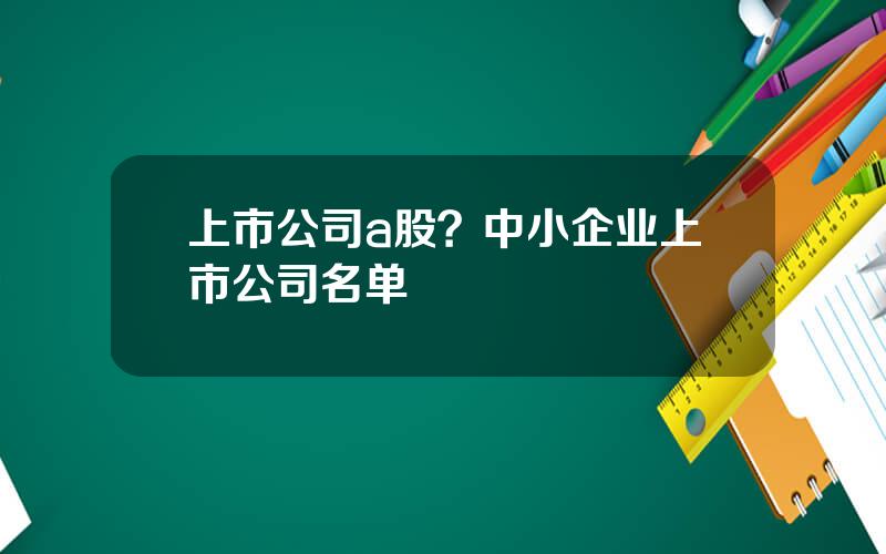 上市公司a股？中小企业上市公司名单