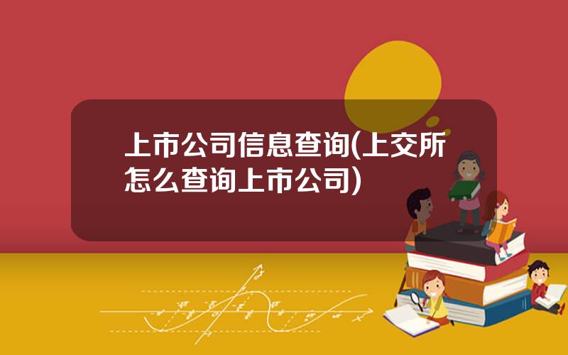 上市公司信息查询(上交所怎么查询上市公司)