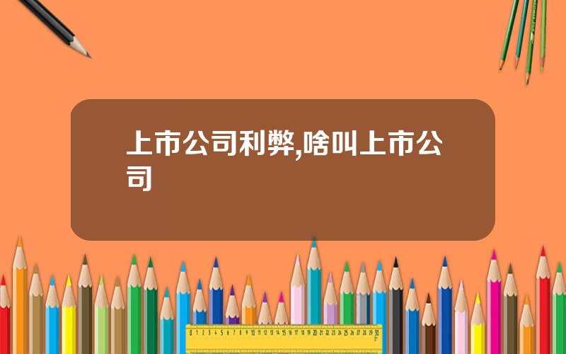 上市公司利弊,啥叫上市公司