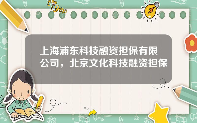 上海浦东科技融资担保有限公司，北京文化科技融资担保