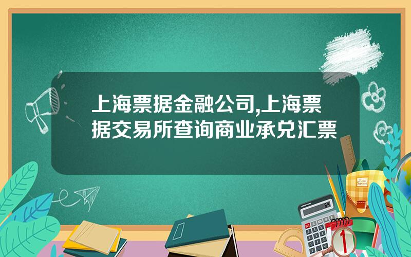 上海票据金融公司,上海票据交易所查询商业承兑汇票