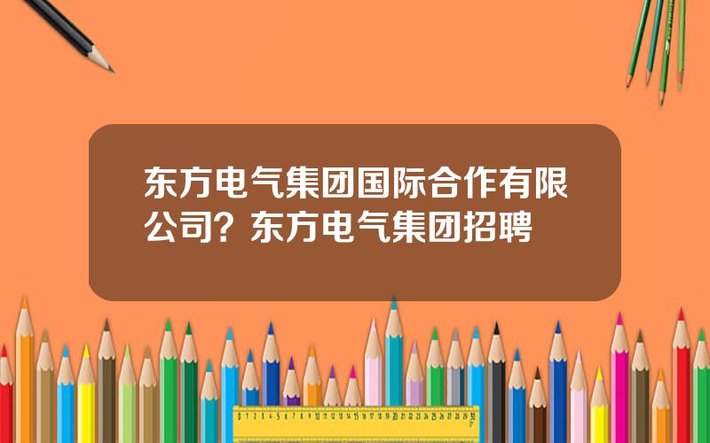 东方电气集团国际合作有限公司？东方电气集团招聘