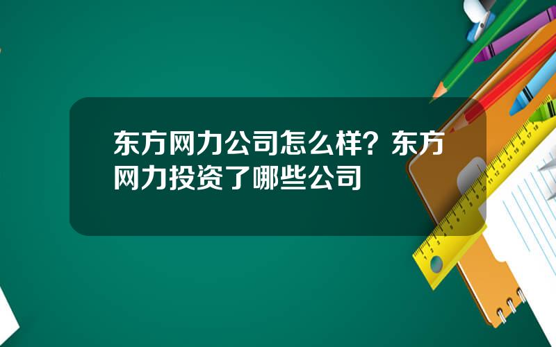 东方网力公司怎么样？东方网力投资了哪些公司