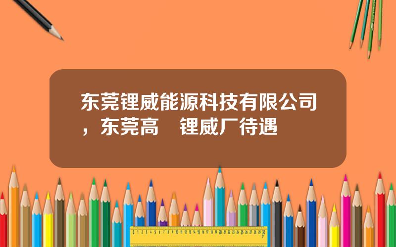 东莞锂威能源科技有限公司，东莞高埗锂威厂待遇