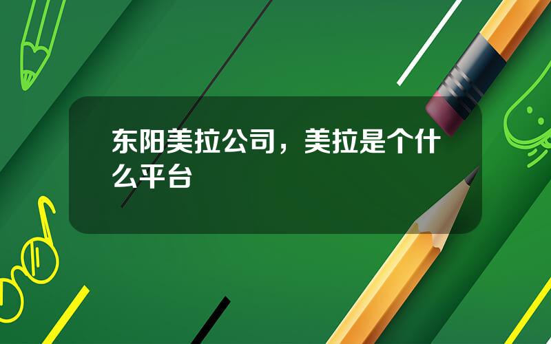 东阳美拉公司，美拉是个什么平台