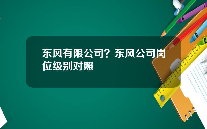 东风有限公司？东风公司岗位级别对照