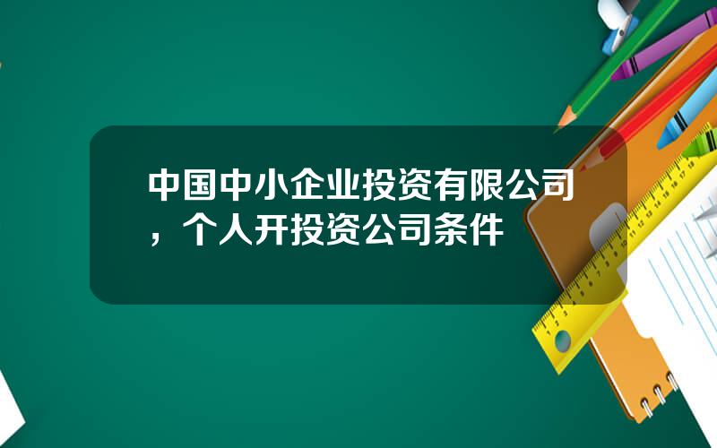 中国中小企业投资有限公司，个人开投资公司条件