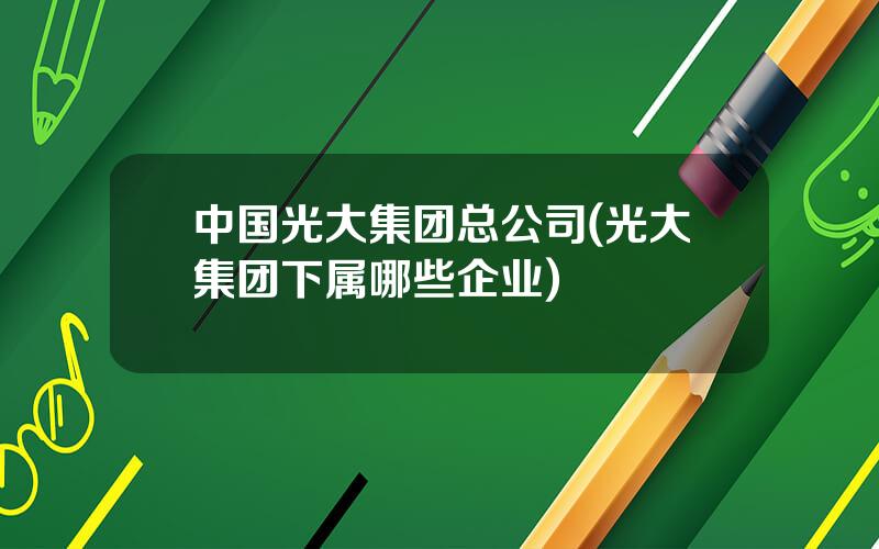中国光大集团总公司(光大集团下属哪些企业)