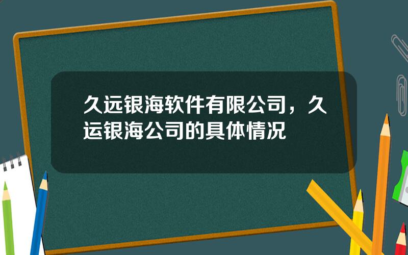久远银海软件有限公司，久运银海公司的具体情况