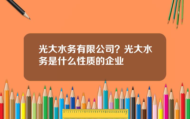 光大水务有限公司？光大水务是什么性质的企业