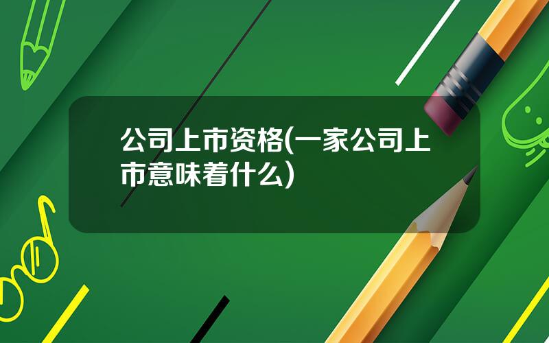 公司上市资格(一家公司上市意味着什么)
