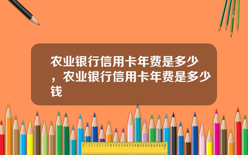 农业银行信用卡年费是多少，农业银行信用卡年费是多少钱