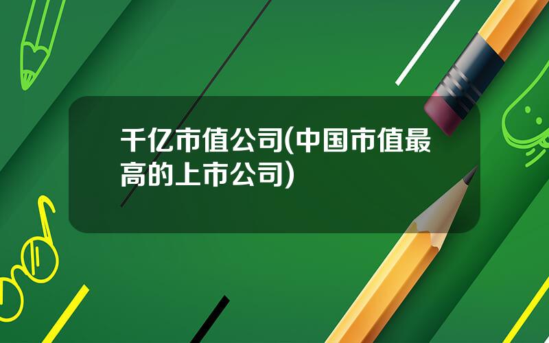 千亿市值公司(中国市值最高的上市公司)