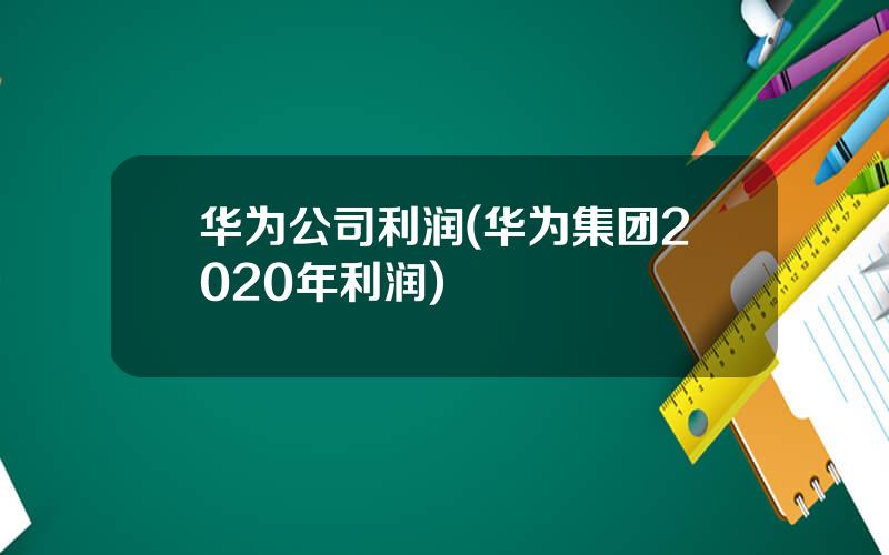 华为公司利润(华为集团2020年利润)