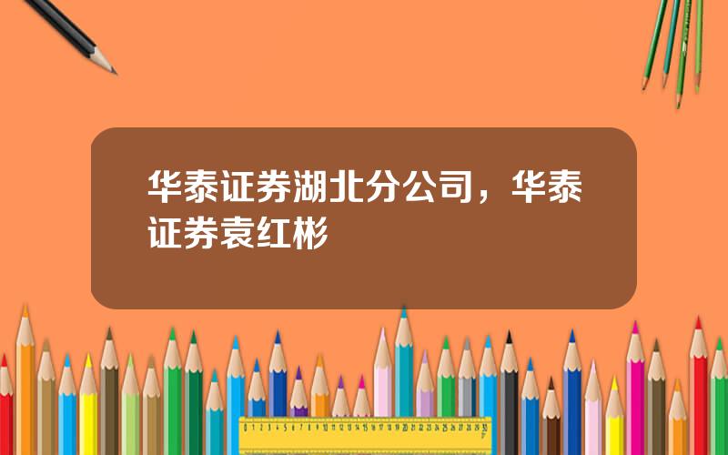 华泰证券湖北分公司，华泰证券袁红彬