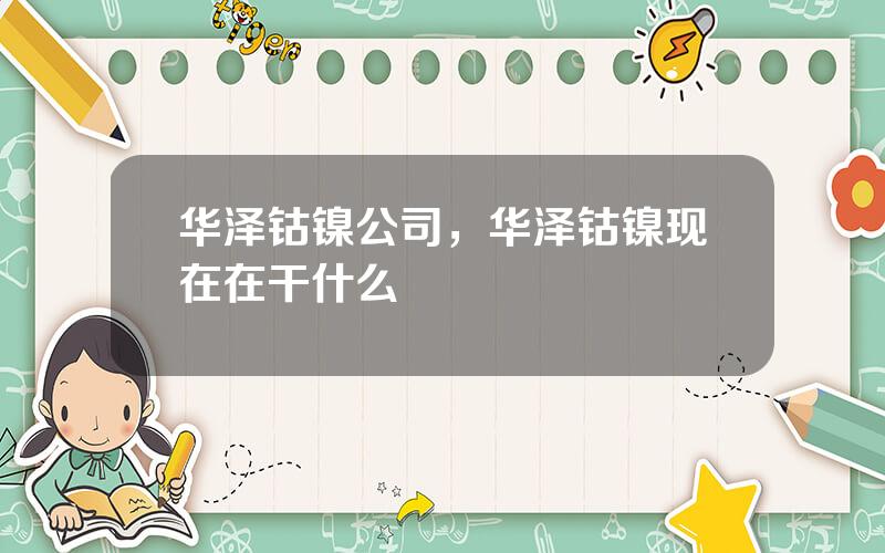 华泽钴镍公司，华泽钴镍现在在干什么