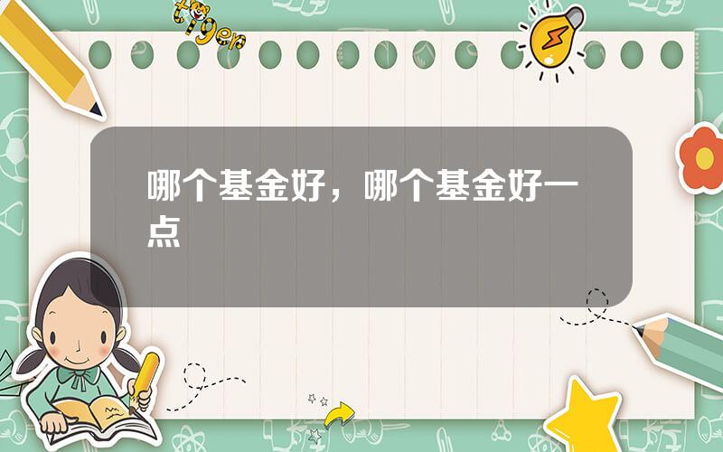 哪个基金好，哪个基金好一点