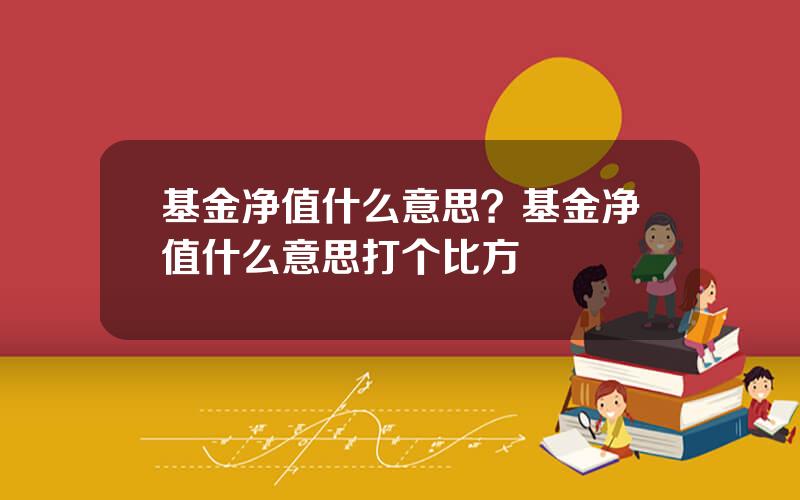 基金净值什么意思？基金净值什么意思打个比方