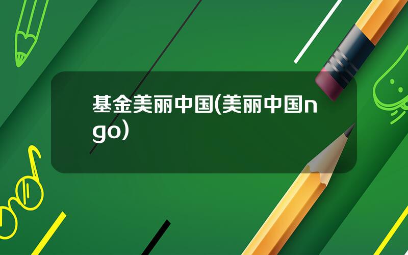基金美丽中国(美丽中国ngo)
